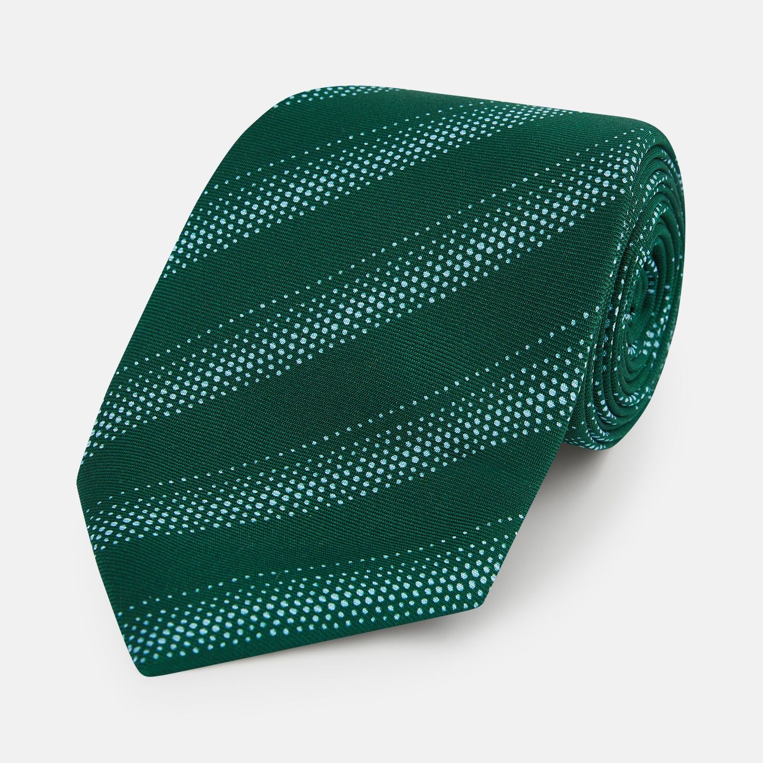 Forest Green Dotted Stripe Printed Silk Tie
