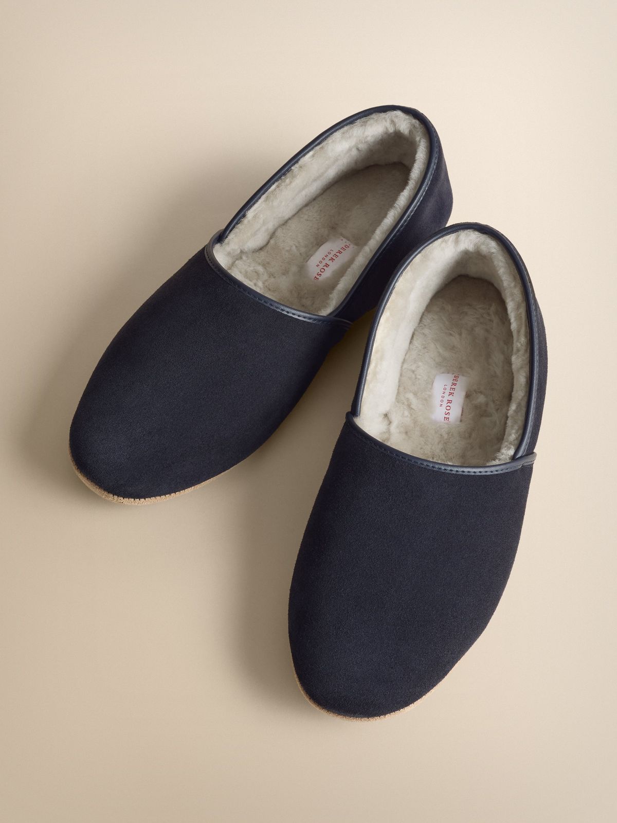 Crawford Suede & Sheepskin Slippers Navy Blue
