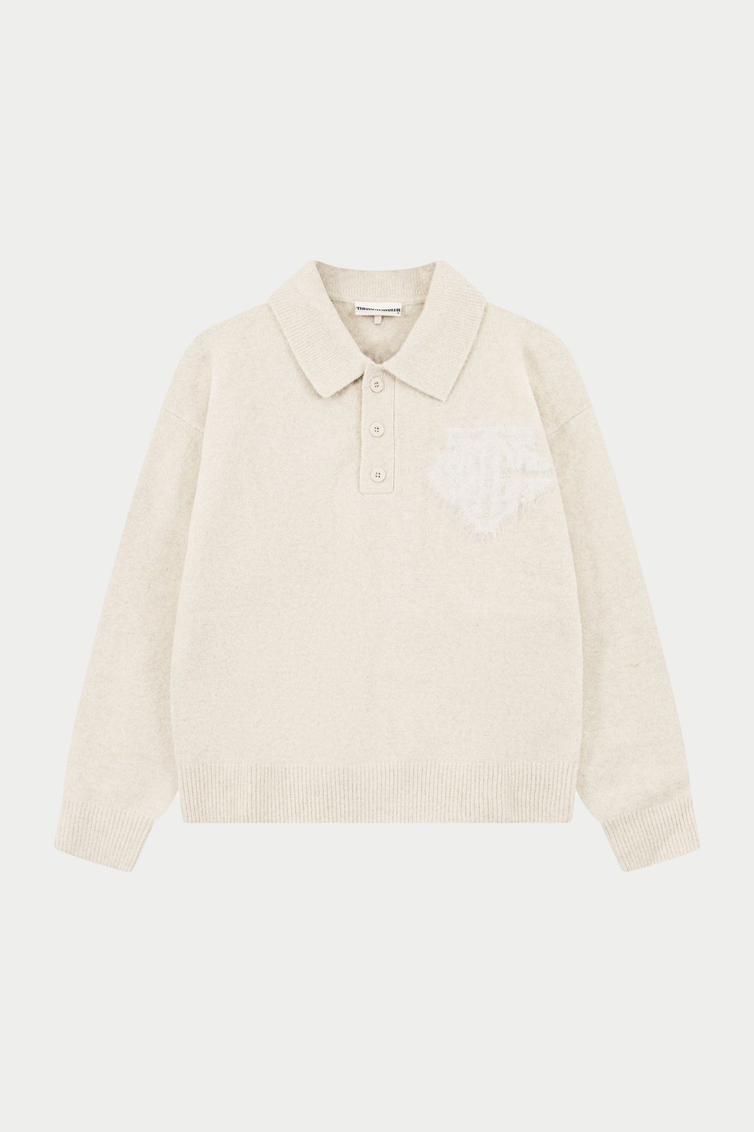 MONOGRAM FLUFFY KNIT POLO - BEIGE