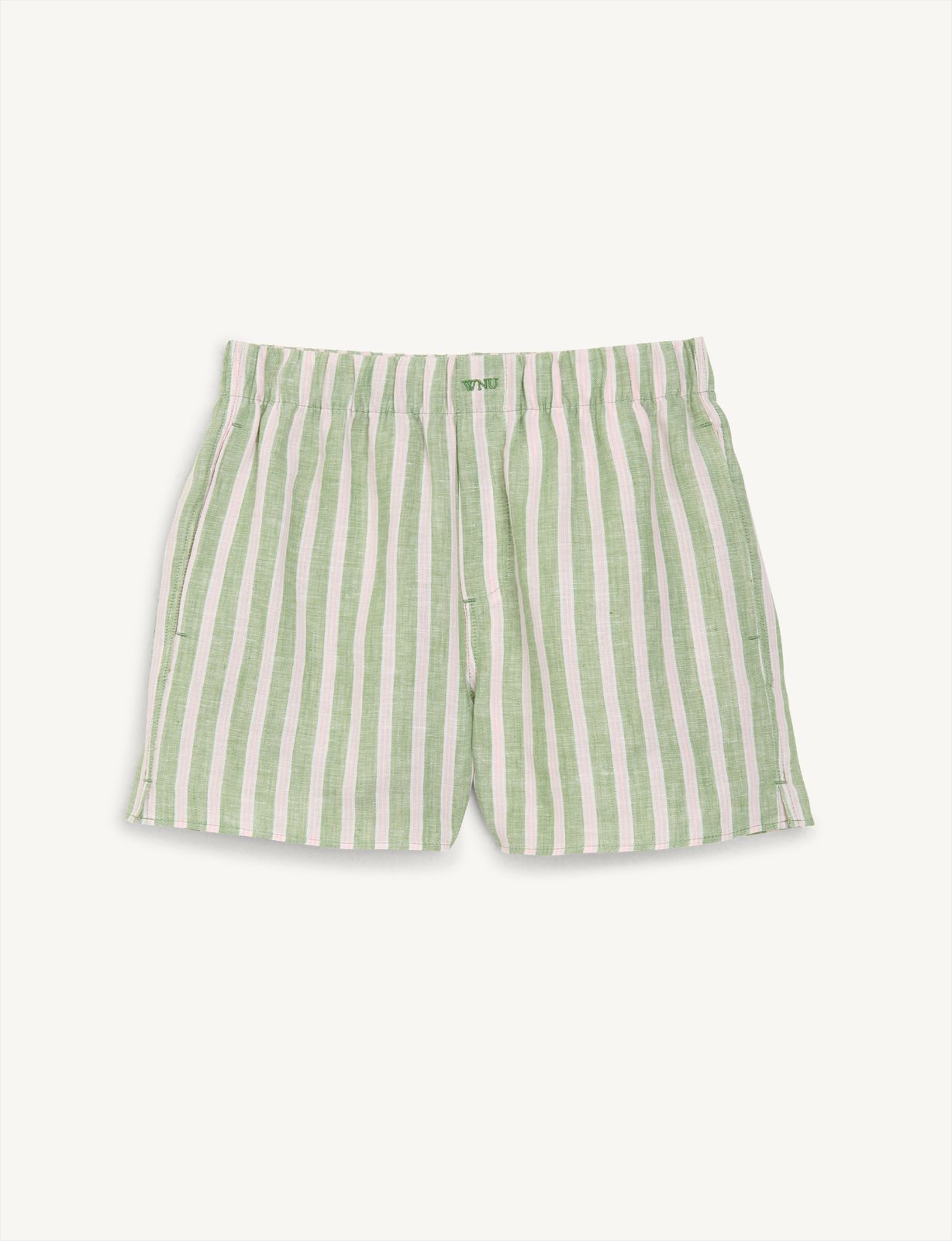 The Boxer: Linen, Green And Pink Stripe