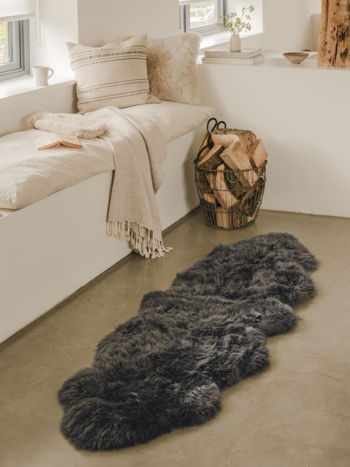 Double Sheepskin Rug - Grey