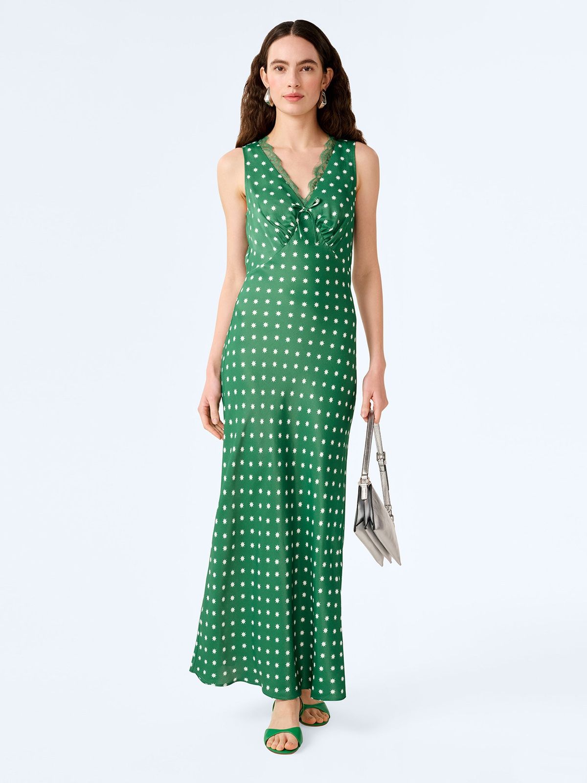 Jennifer Dress in Green Starburst Print