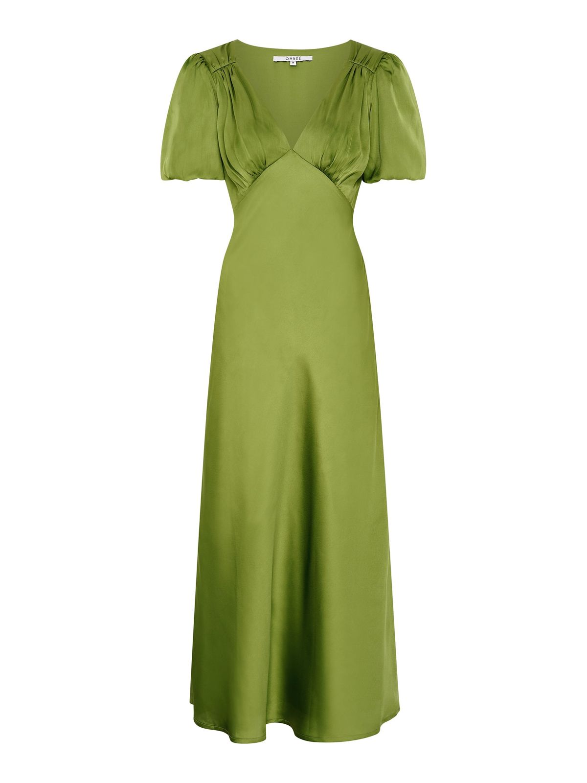 Rosie Ruched Puff Sleeve Dress In Sage