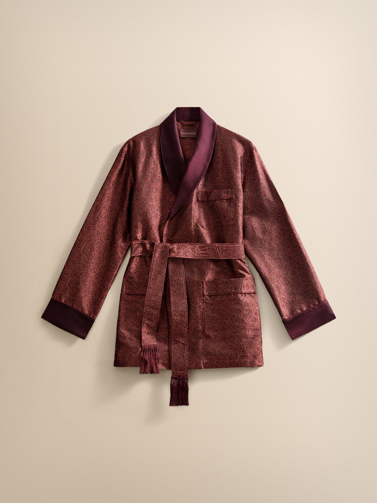 Verona Silk Jacquard Smoking Jacket Red Rose