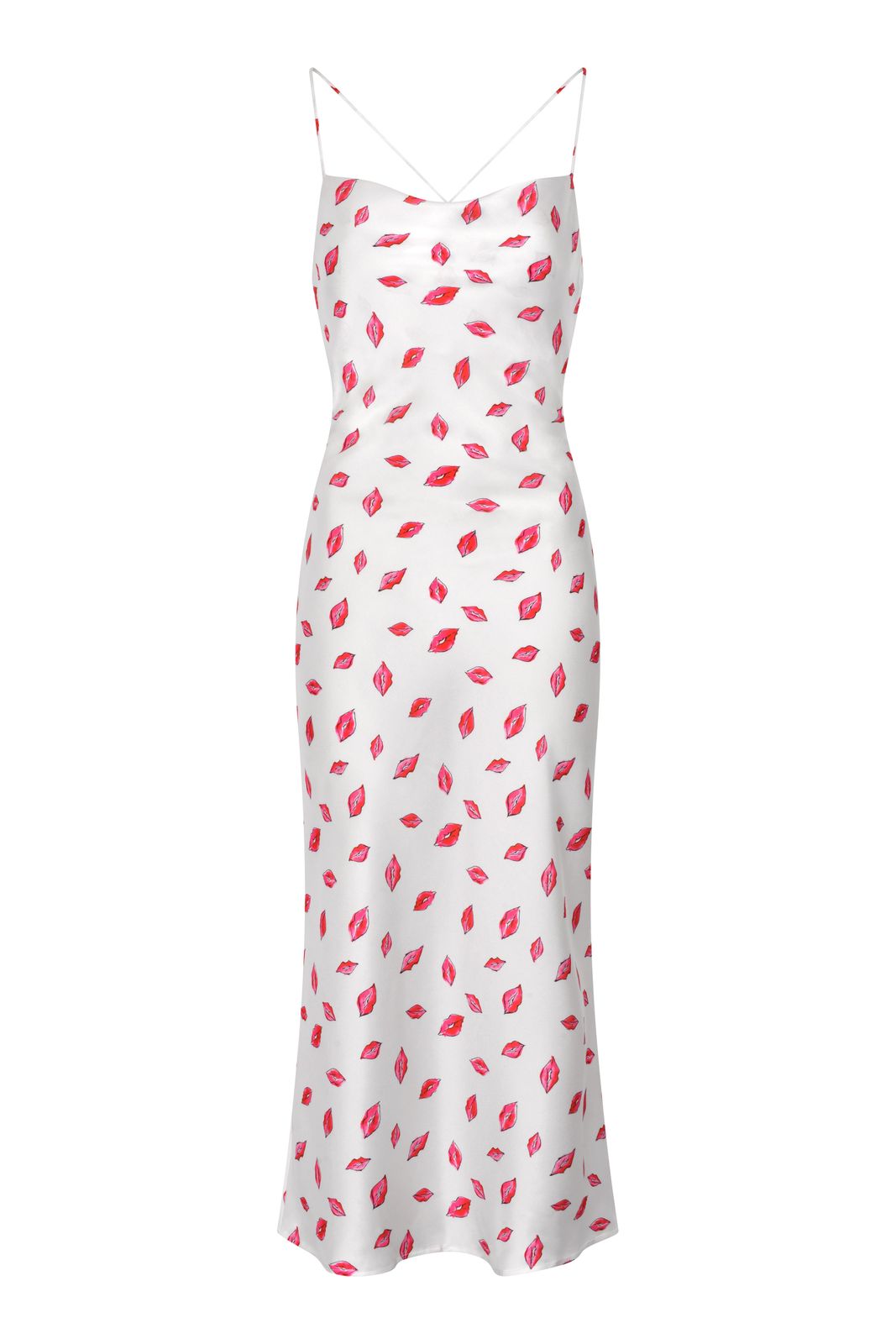 Riviera Midi Dress In White Lips Print