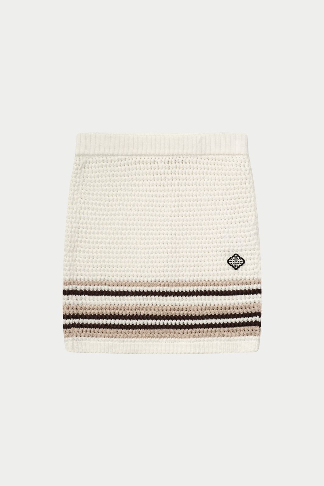STRIPE CROCHET KNITTED MINI SKIRT - OFF WHITE