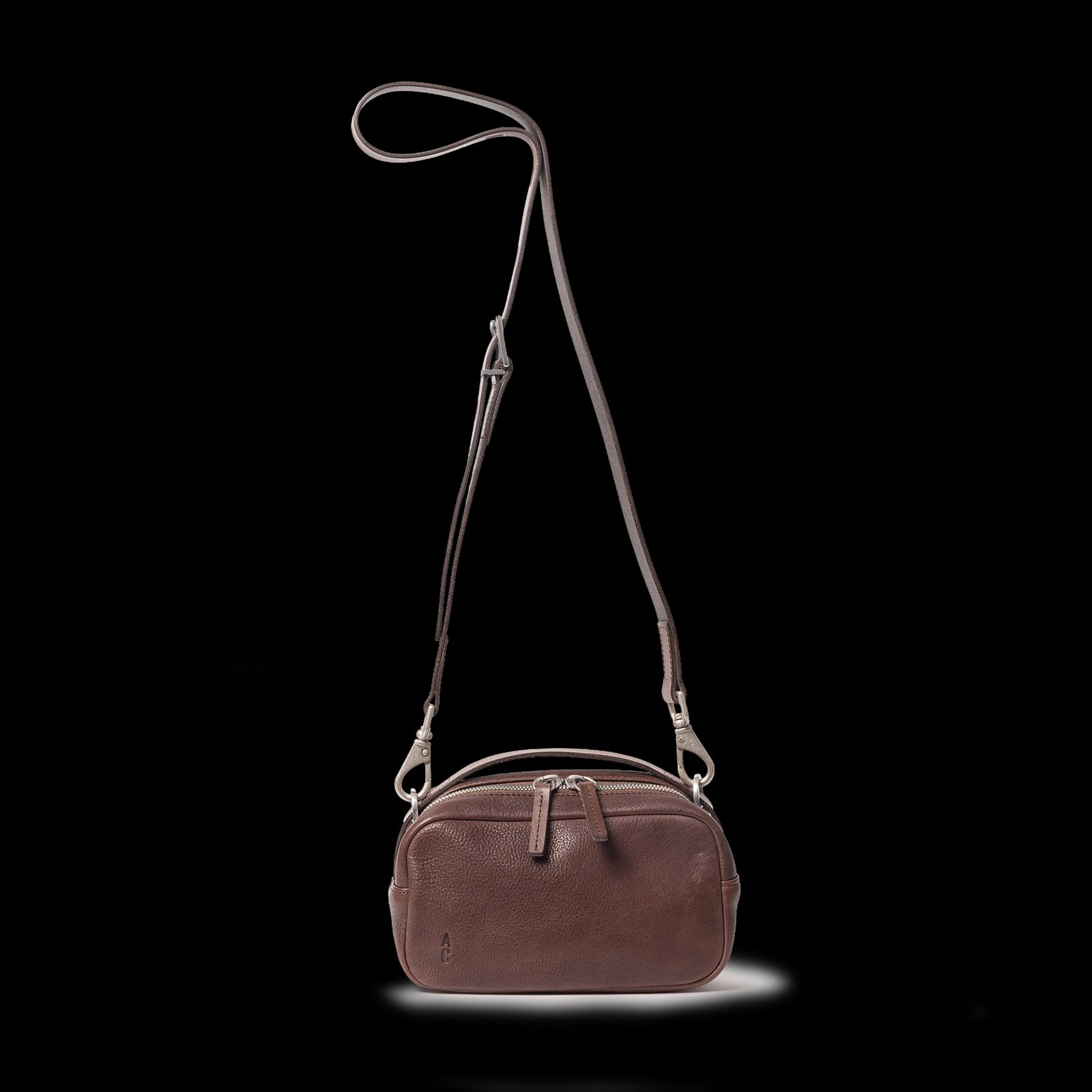 Leila Small Calvert Leather Crossbody Bag in Bog