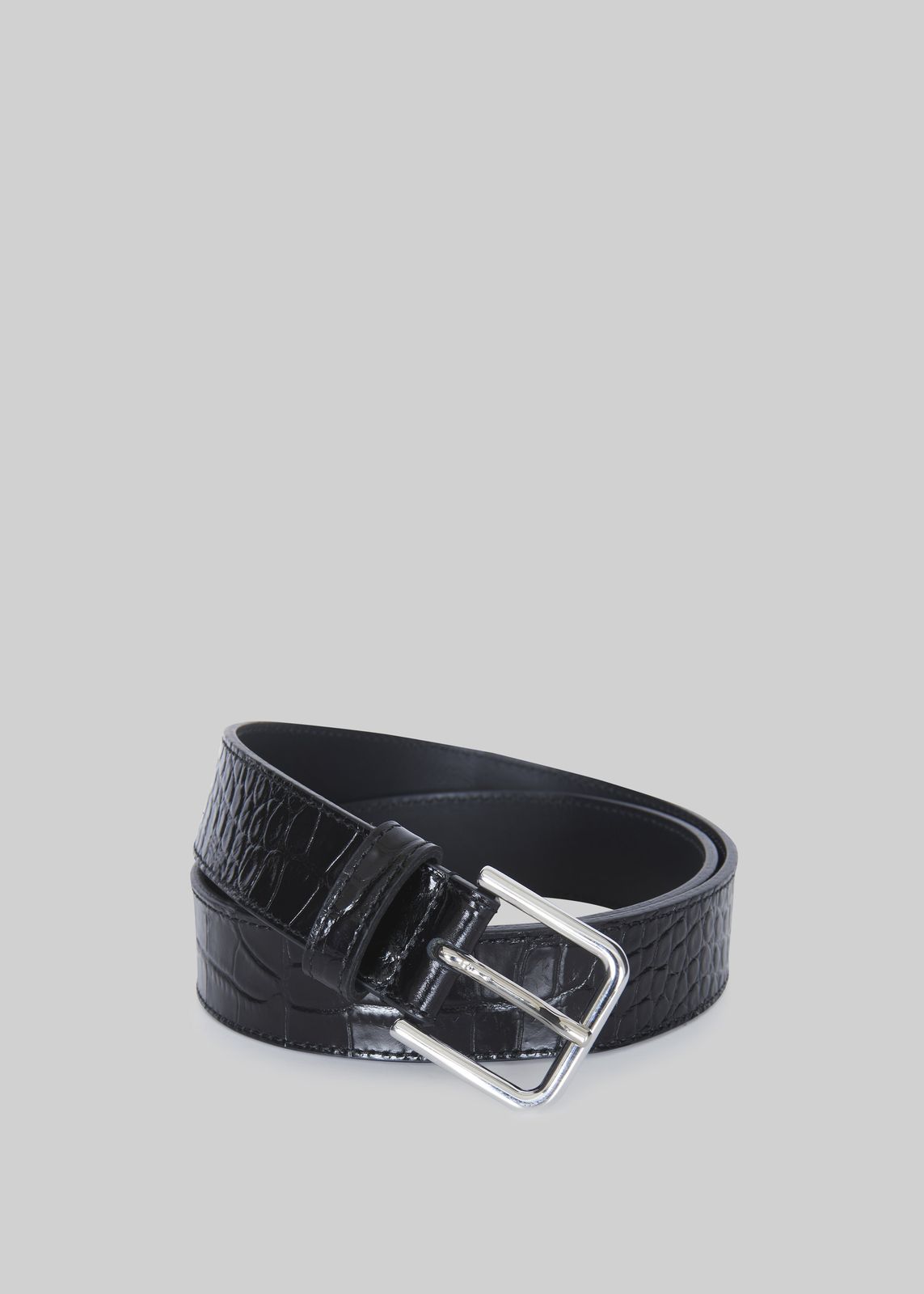 Toni Croc Patent Leather Belt - Black/silver