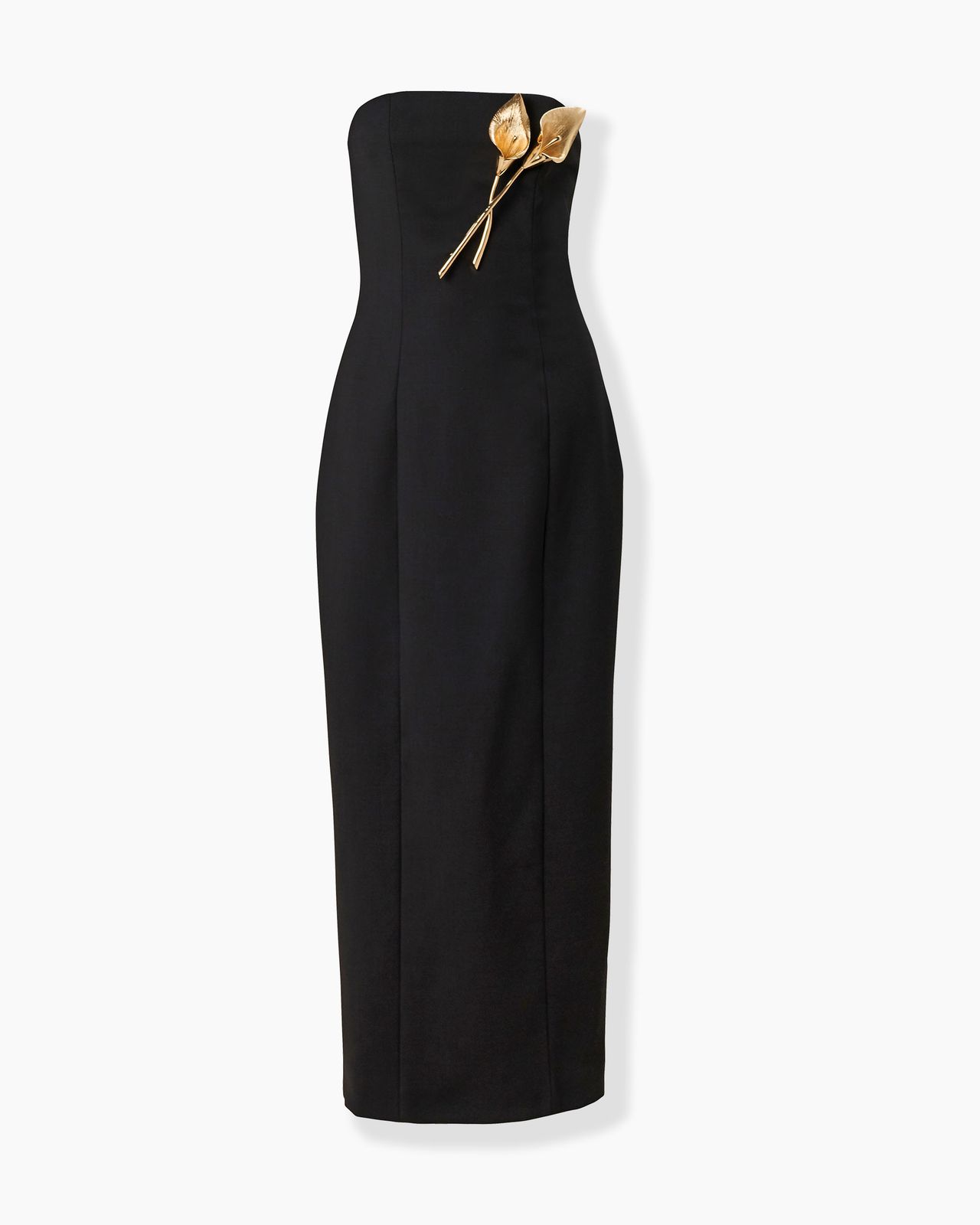 Strapless Dress With Calla Lily Brooch