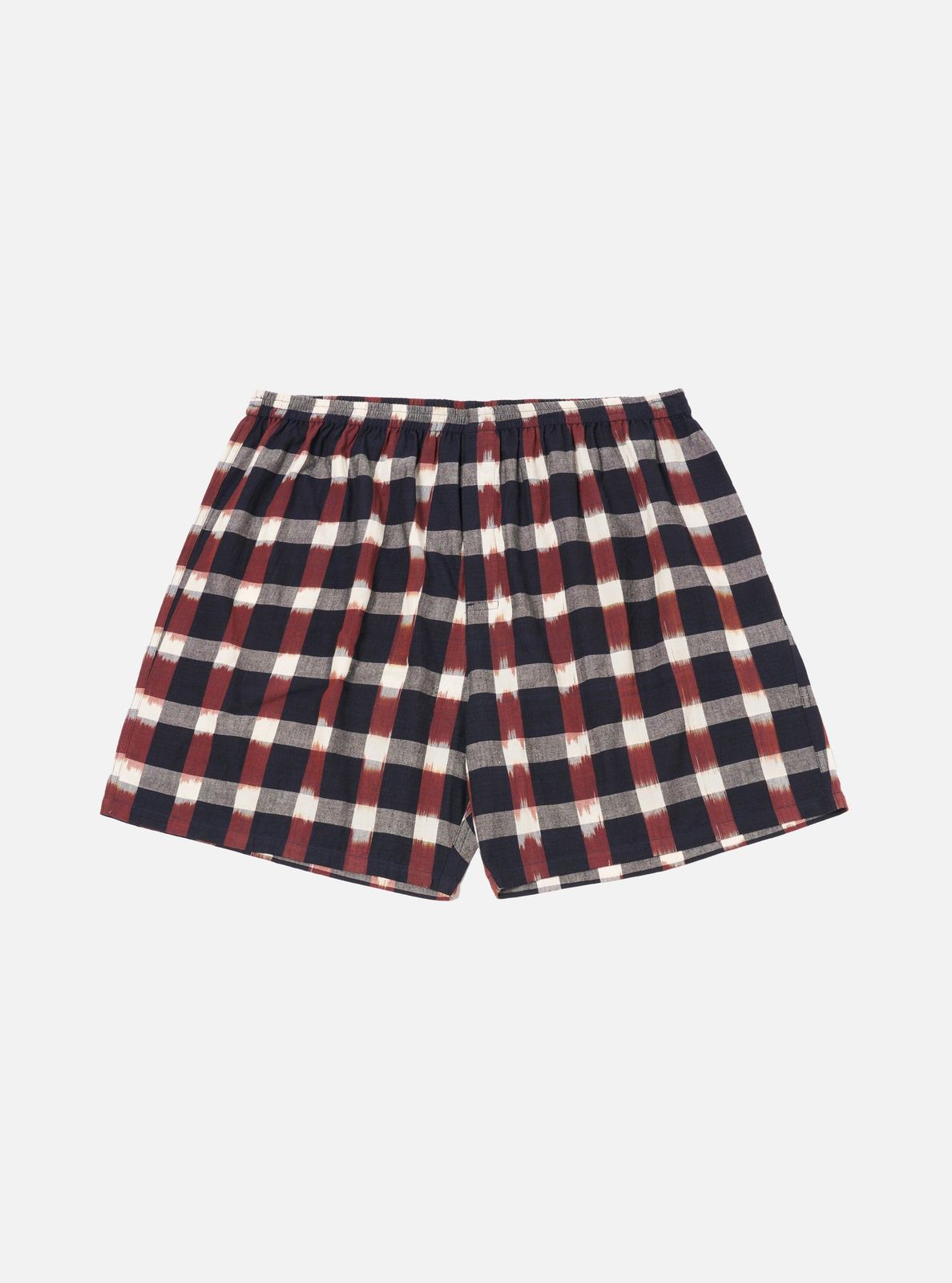 Navy/Brown Check Ikat Boxer Short