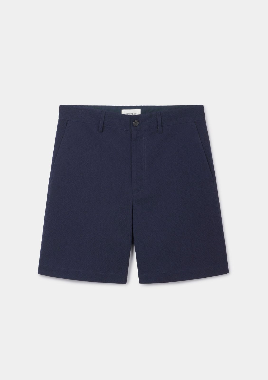 Navy Seersucker Relaxed Shorts
