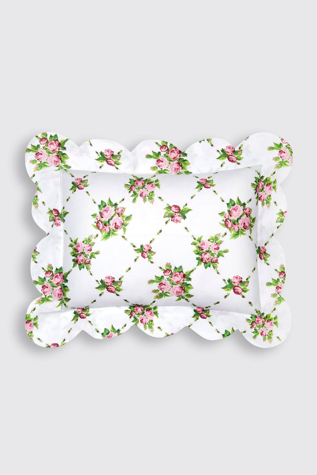 Roma Ajour Pillow Slip in Pink Roses Print