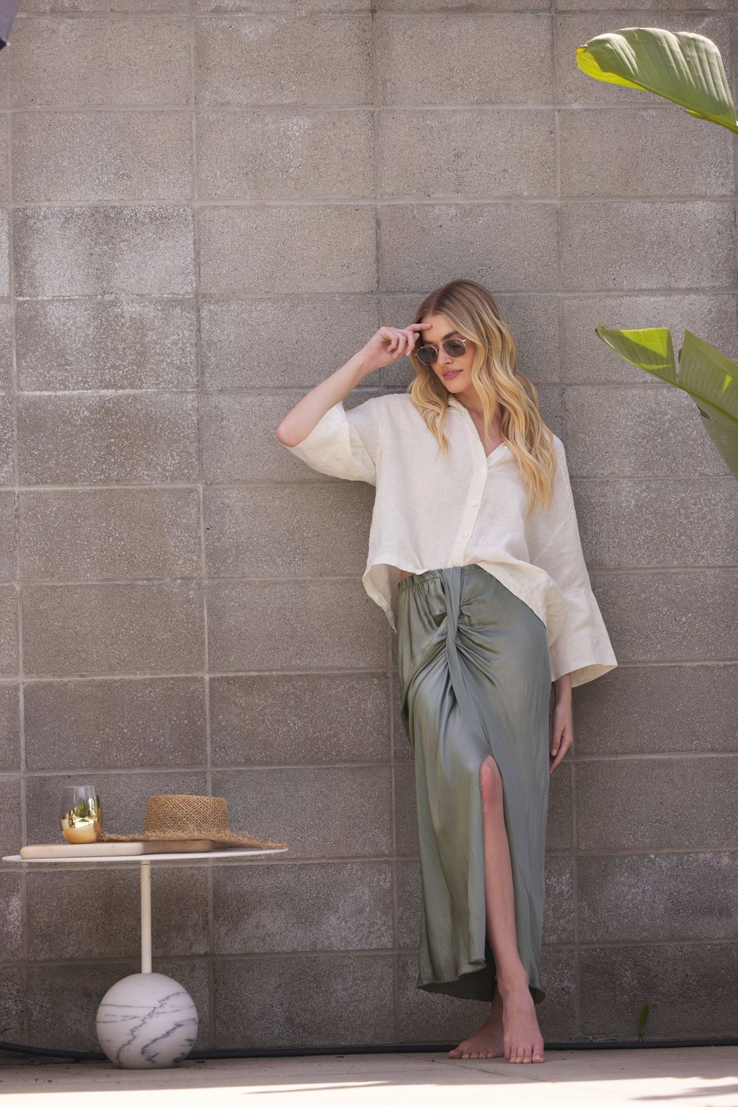 Selina Short Linen Shirt With Turn Up Sleeves