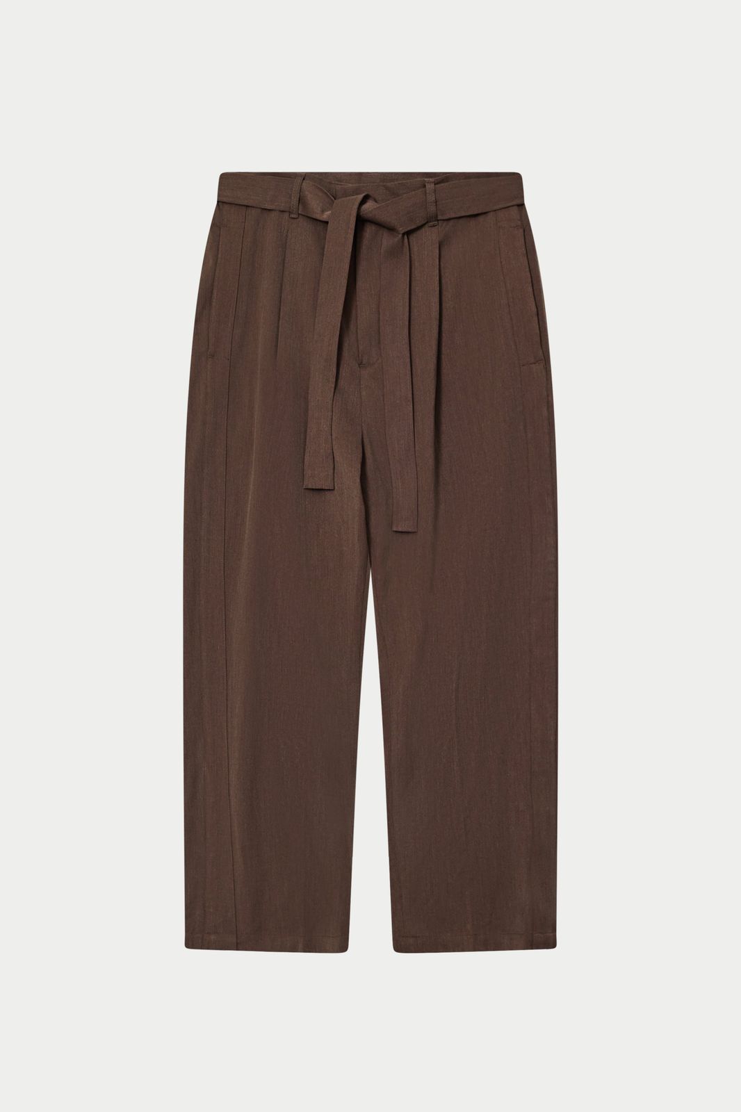 SMART TIE BELTED TROUSERS - BROWN