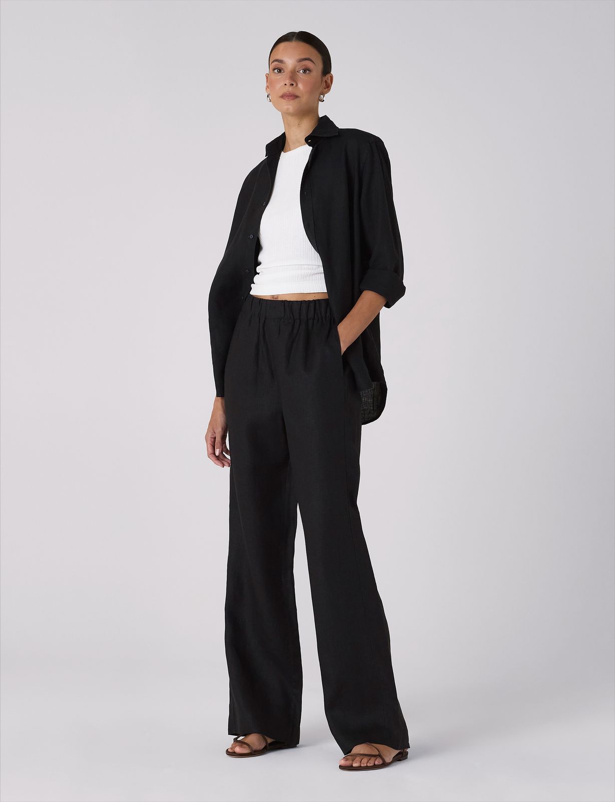 The Set: Linen Black Shirt & Palazzo