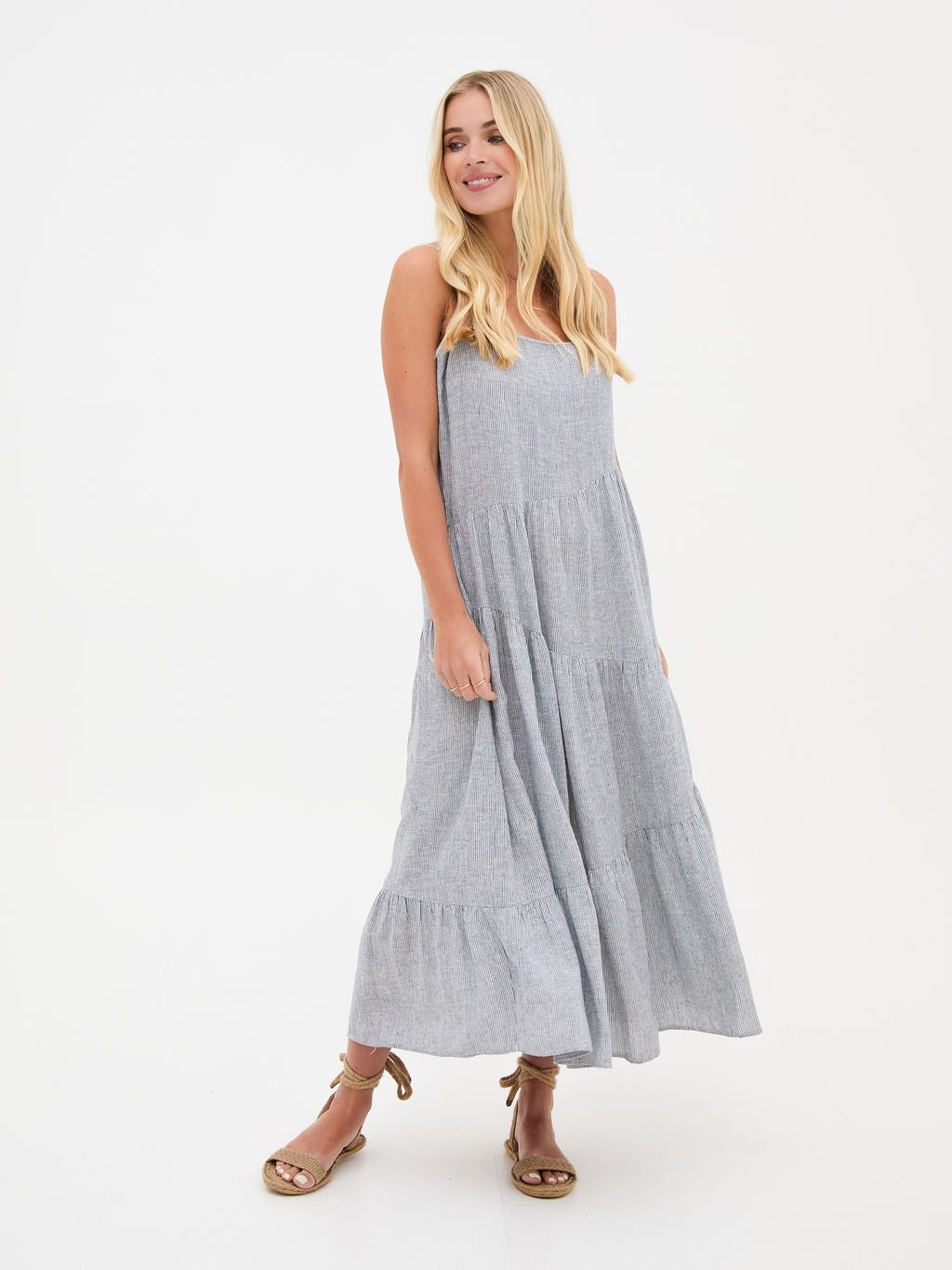 Blossom Linen Cotton Stripe Dress