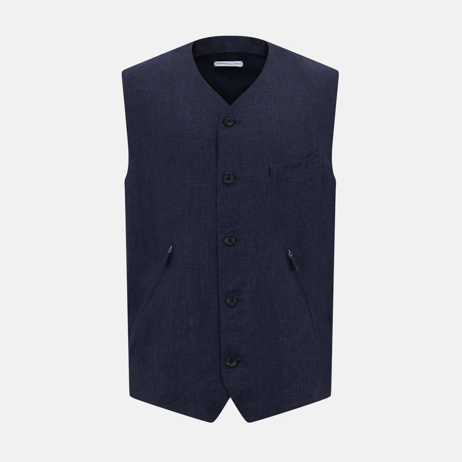 Navy Linen Twill Waistcoat