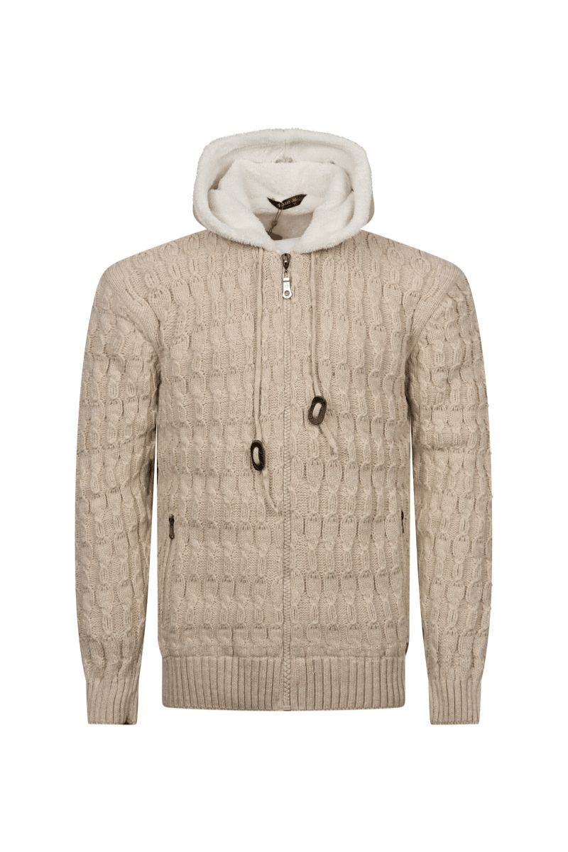 Alpino Sherpa-Lined Knit Jacket – Sand Beige
