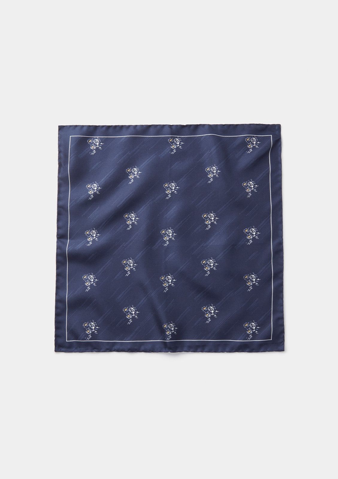 Navy Bouquet Silk Pocket Square
