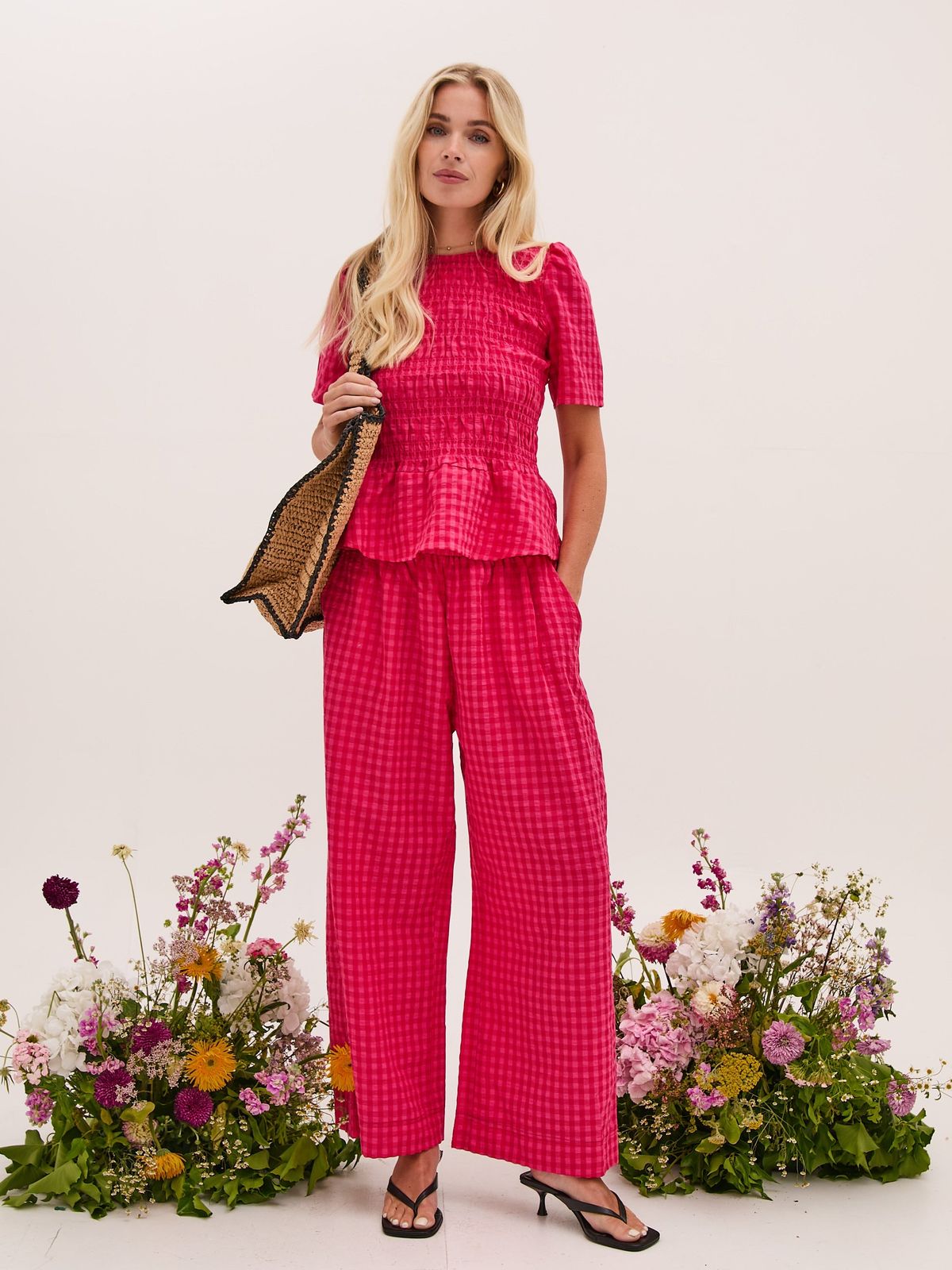 Ria Pink Gingham Culottes
