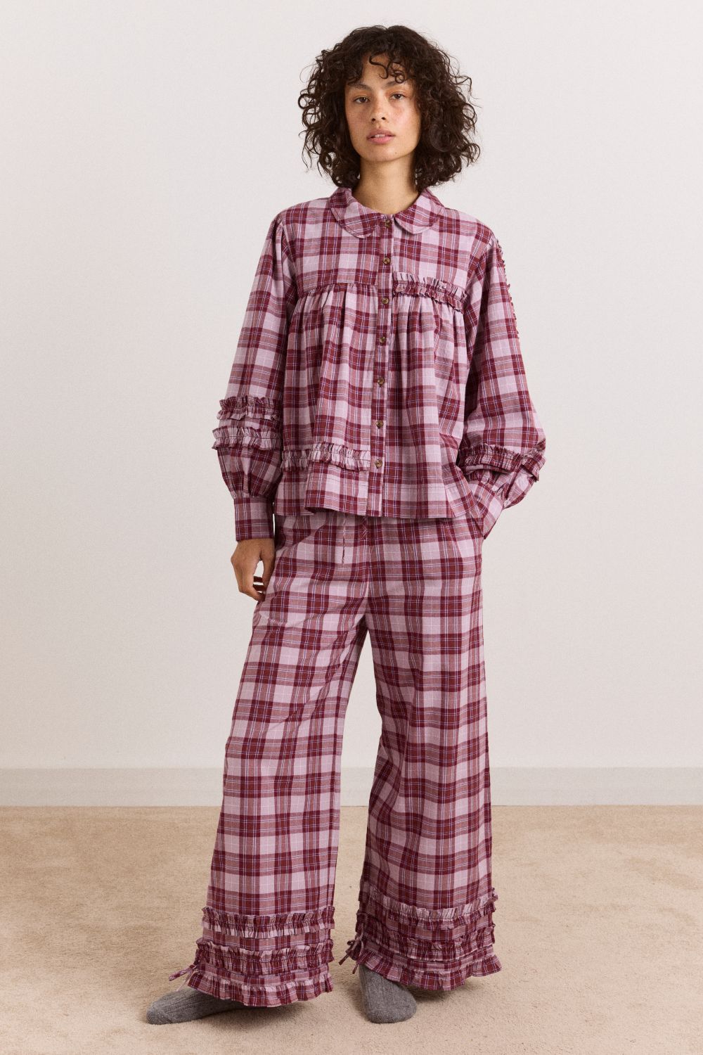 Elio Pyjama Set - Berry Lilac Check