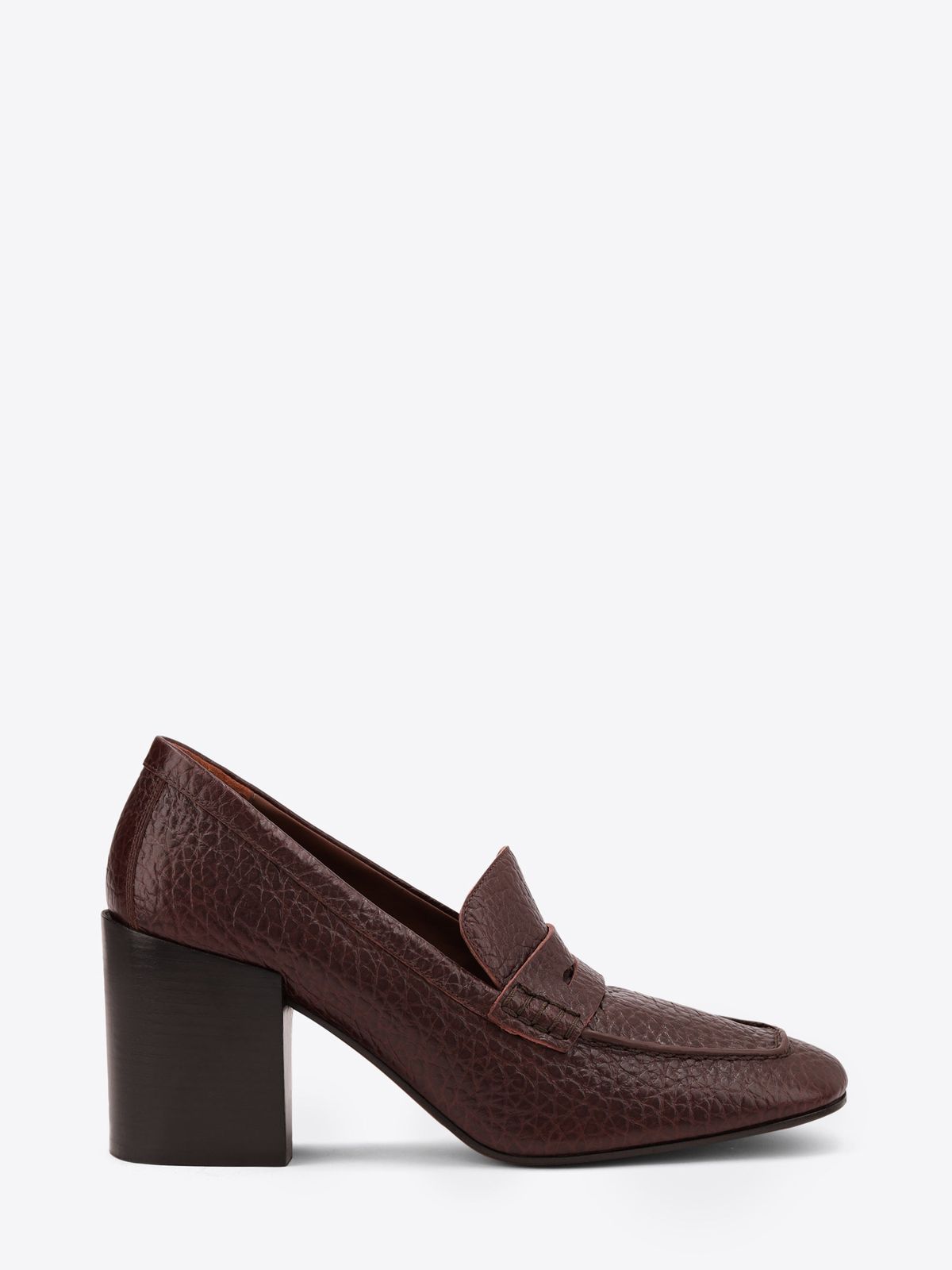 Heeled leather loafers