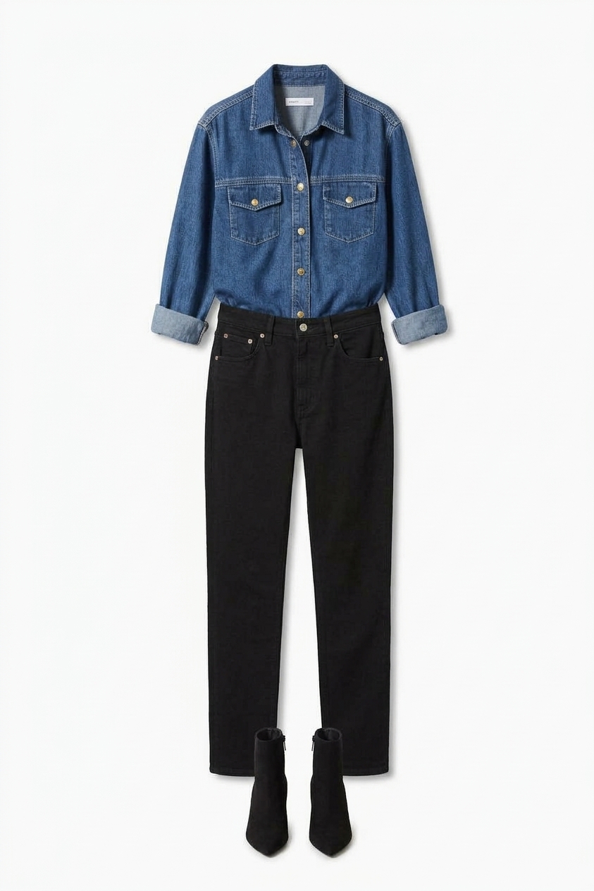 Slim High-waisted Jeans - Black Worn In