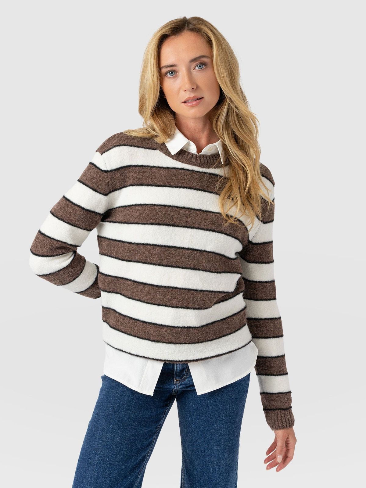 Azura Knit Jumper - Brown Stripe