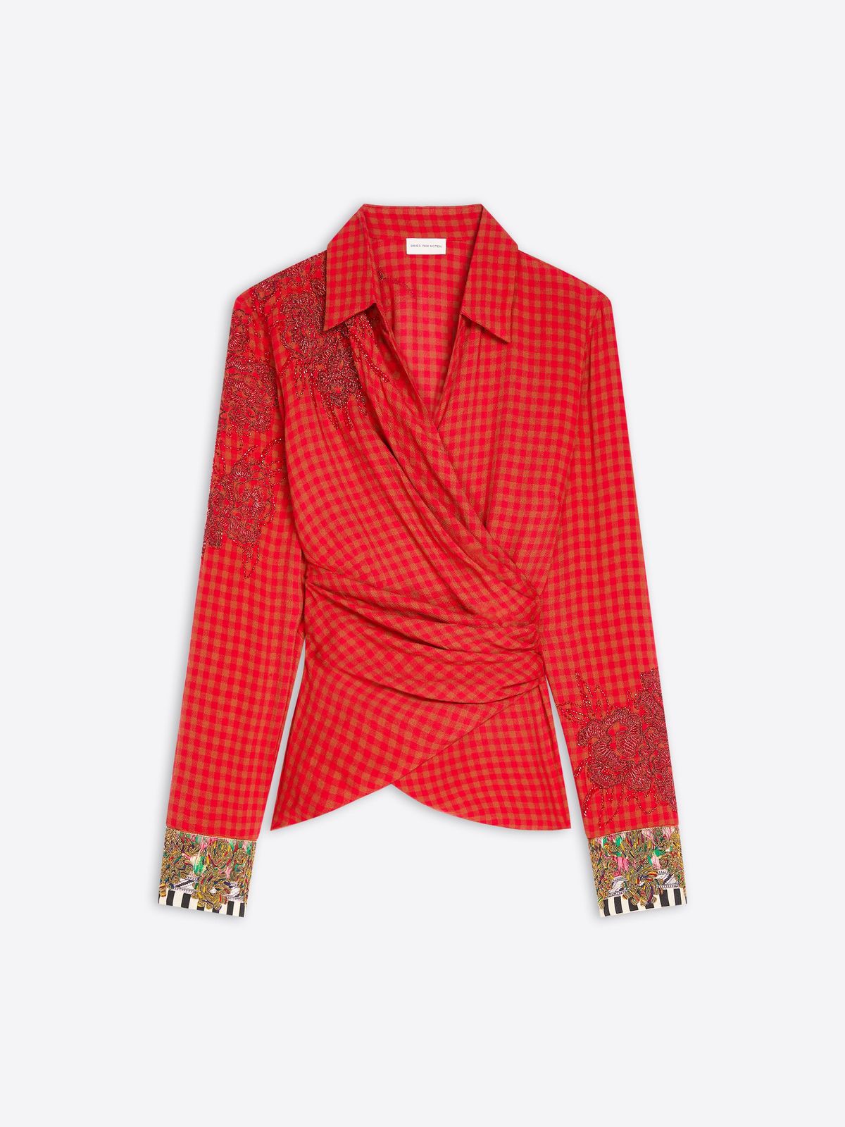 Embroidered wrap shirt