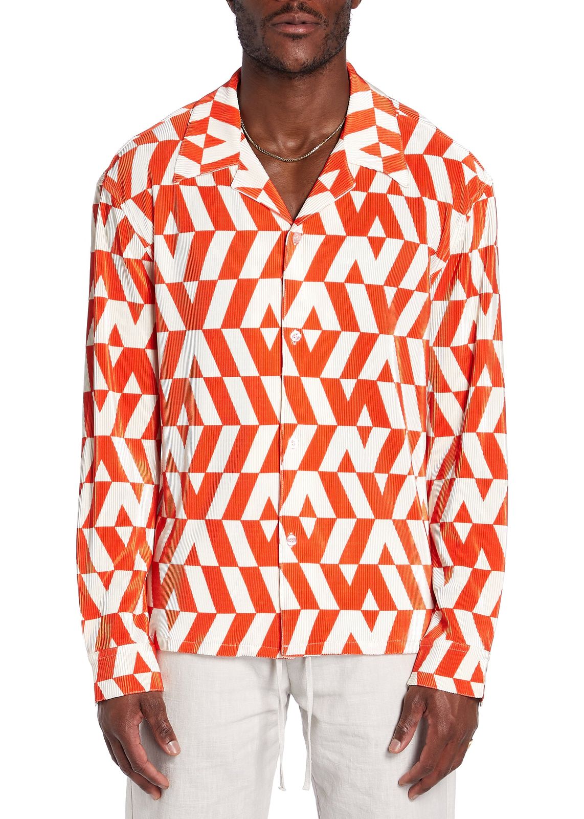 Pleated Cuban Collar Shirt