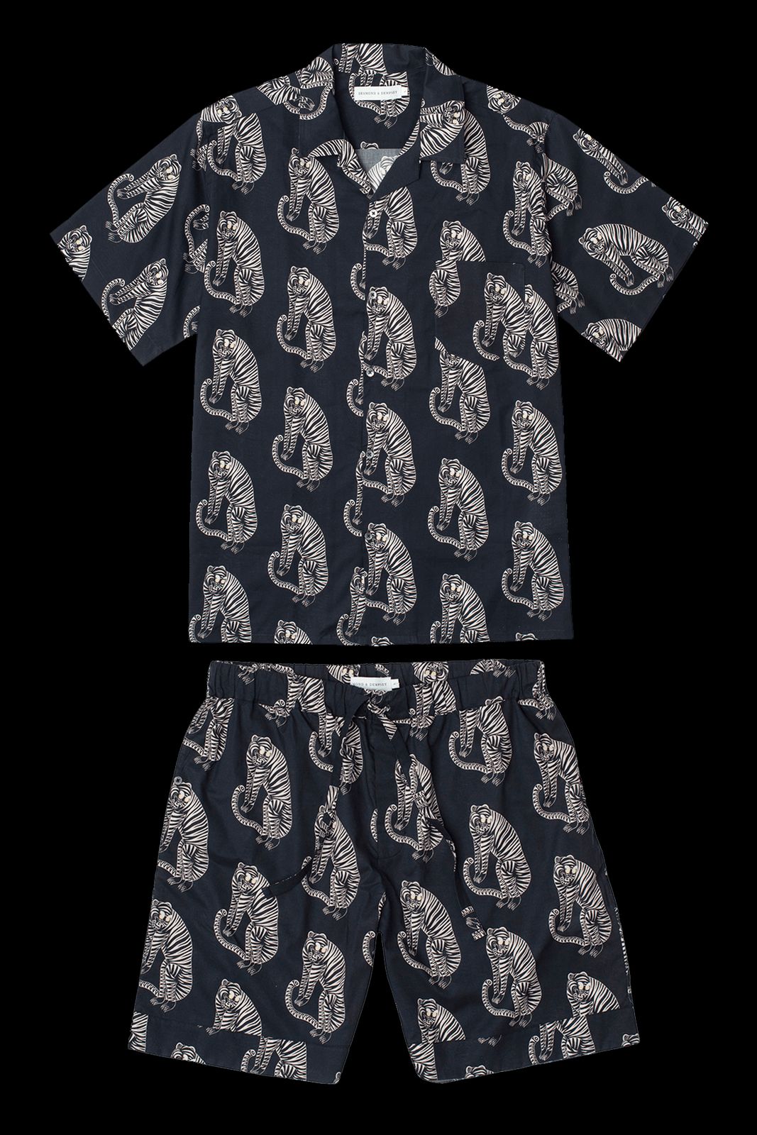 Men’s Cuban Pyjama Set Sansindo Print Black/cream