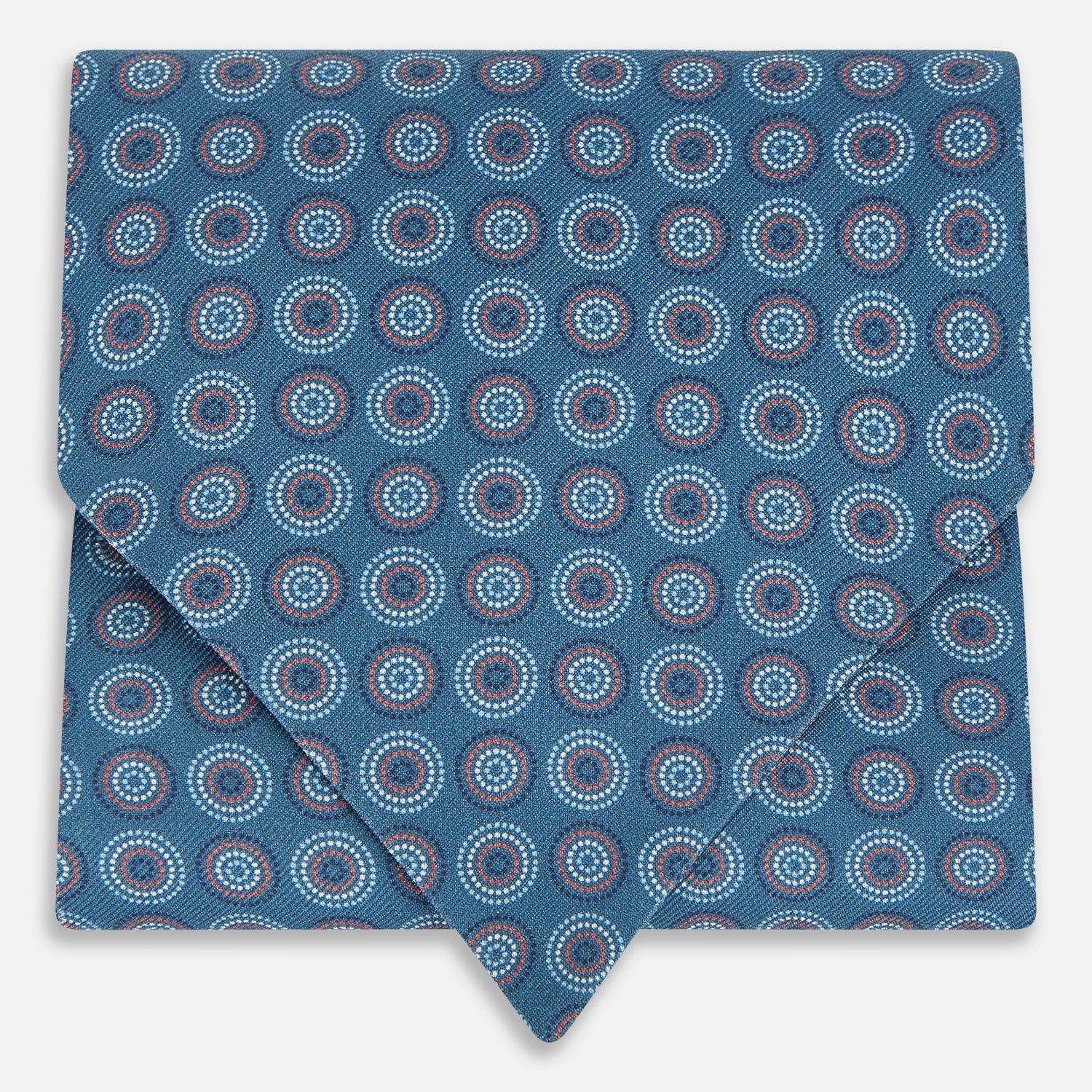 Blue Dotted Roundel Printed Silk Cravat