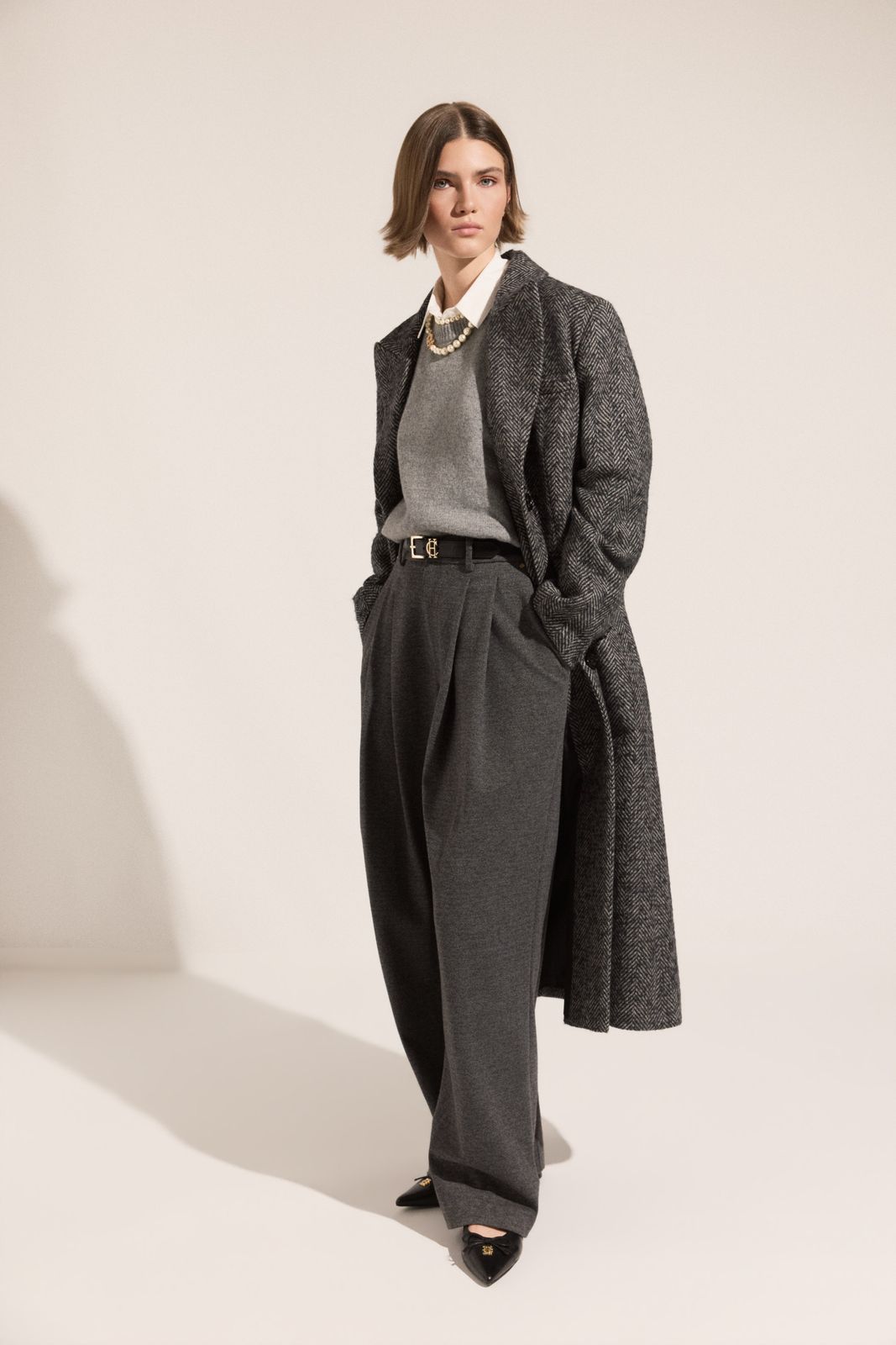 Richmond Wide Leg Trouser (Grey Marl)