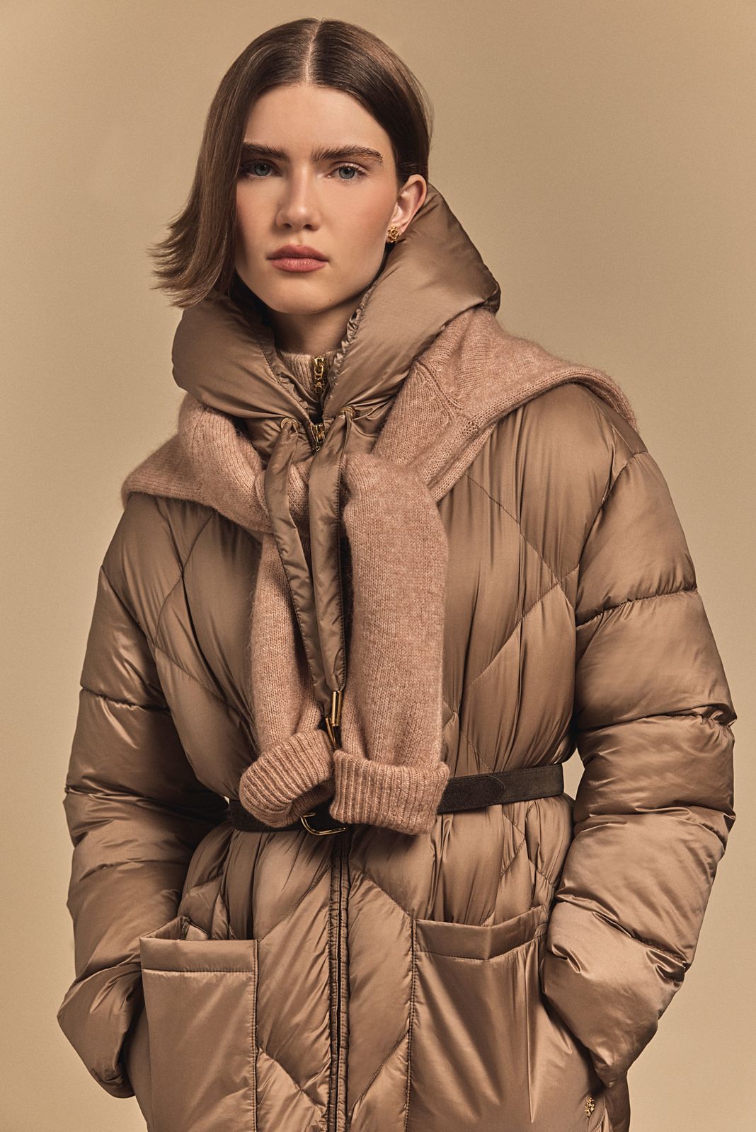 Mid-Length Quilted Coat (Whisky)