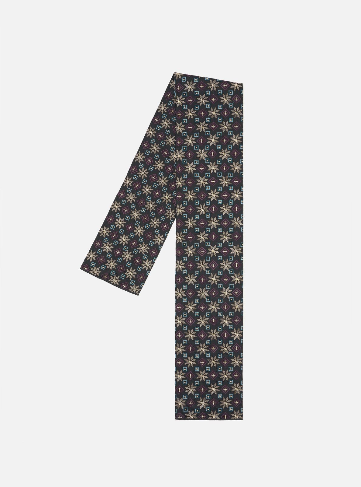 Black Embroidery Cotton Satin Embroidery Scarf