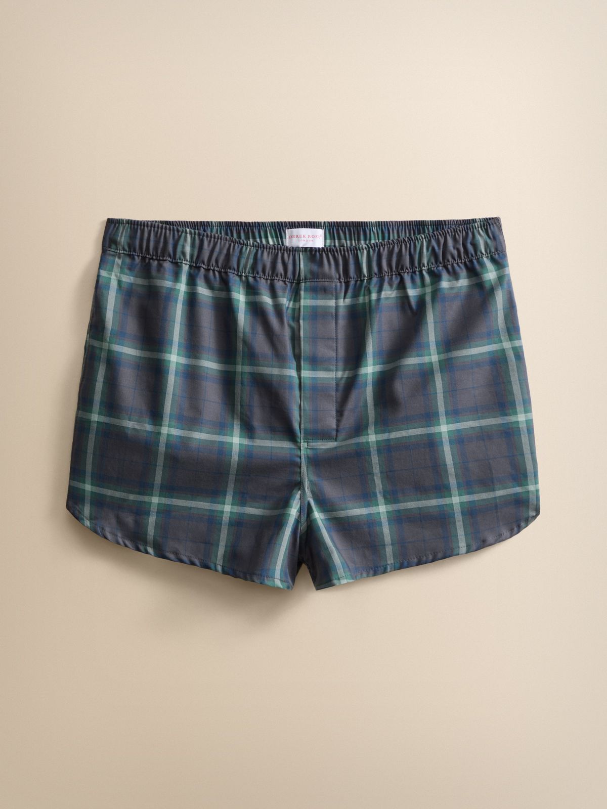 Barker Cotton Modern Fit Boxers Charcoal & Green Check
