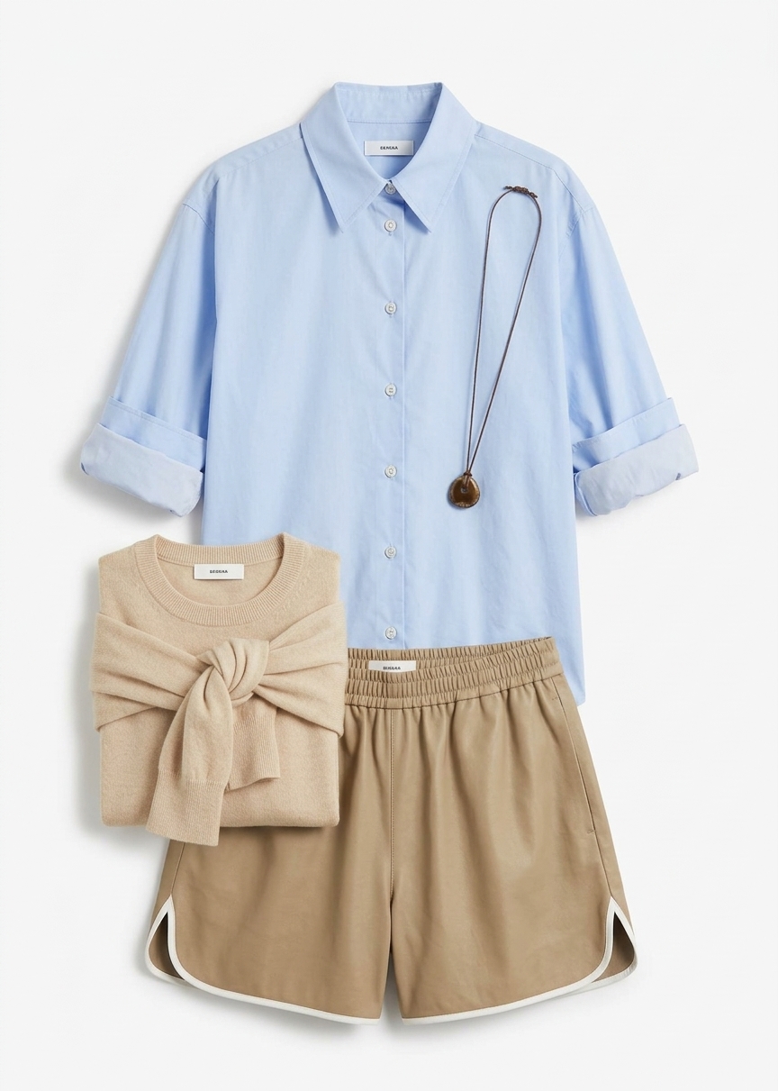 Adia Satin Boxer Shorts - Beige