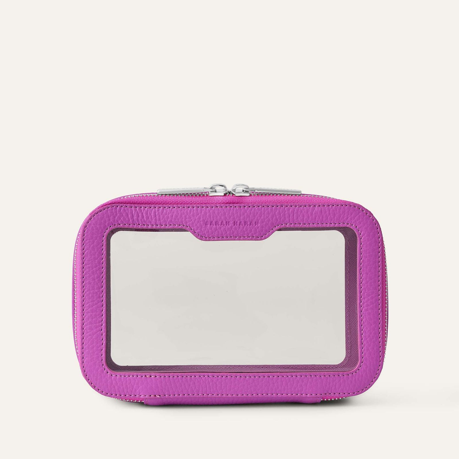 Ava Cosmetics Bag | Purple Rose with Silver hardware