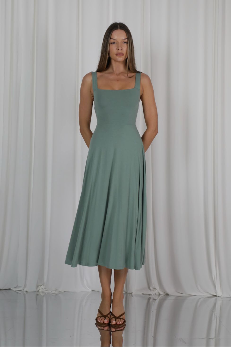 Audrey Corset Waist Midi Dress