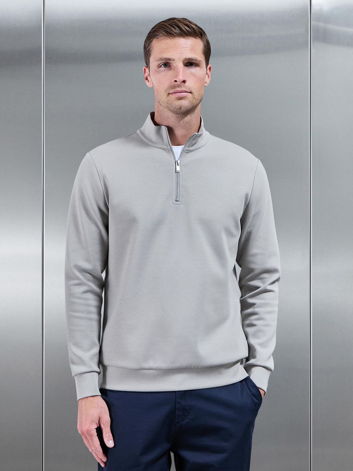 Interlock Jersey Half Zip in Stone