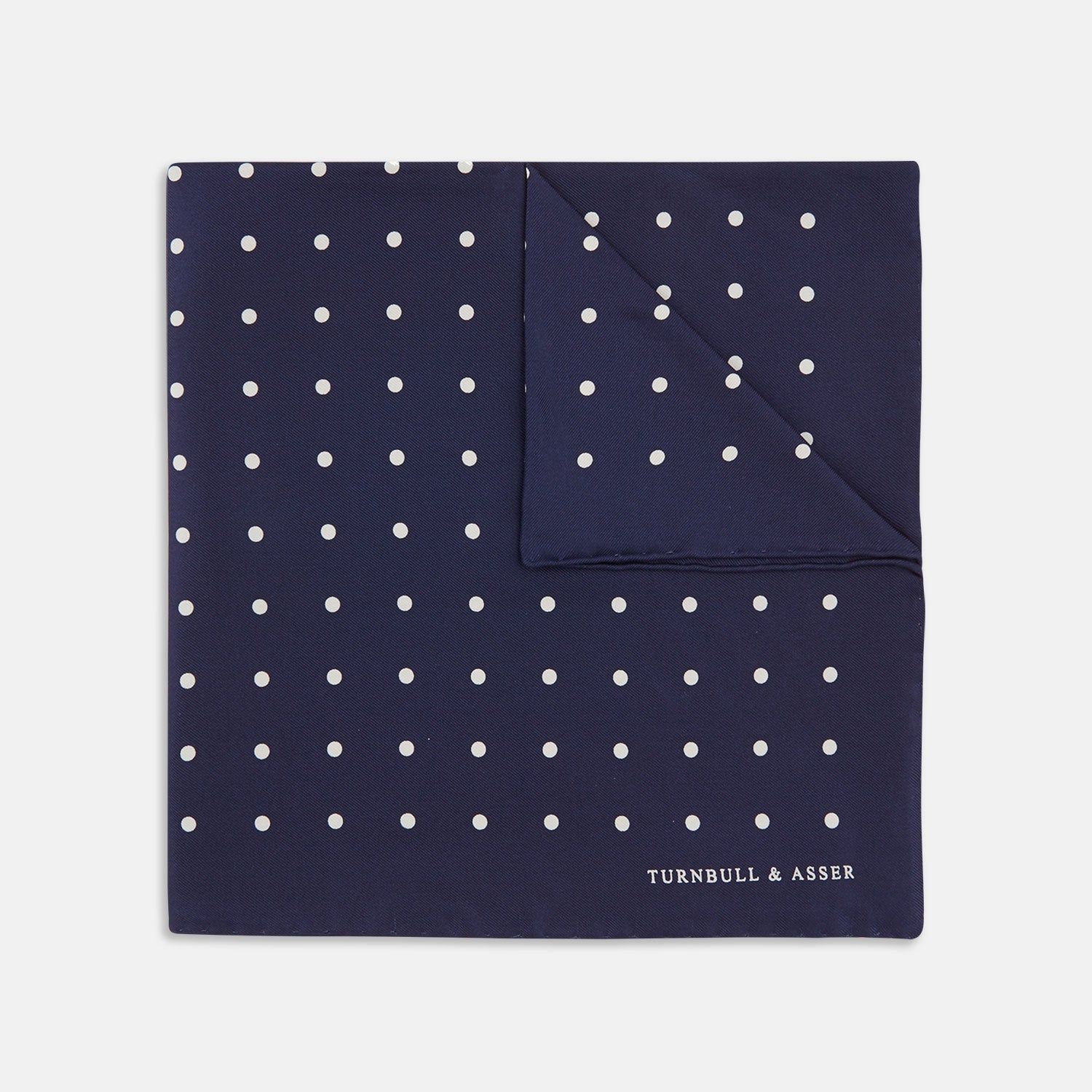 Navy Spot Silk Pocket Square