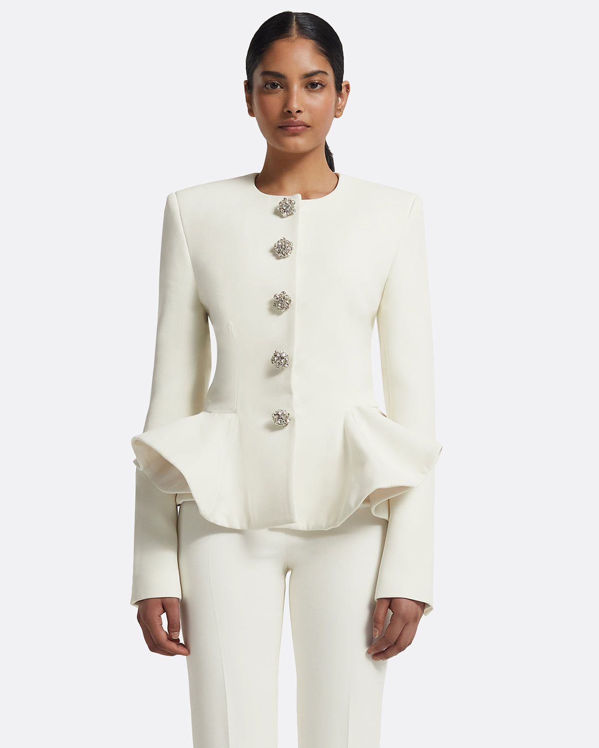 Tomomi Jacket in Ivory with Crystal