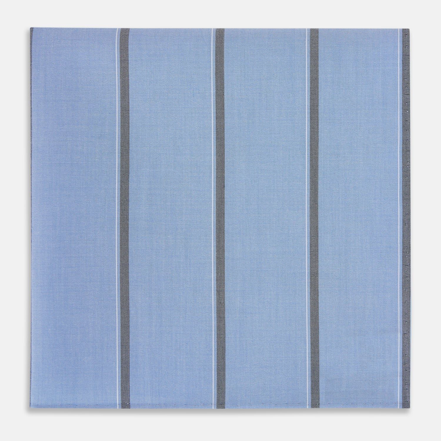 Sky Blue Track Stripe Hand-Rolled Handkerchief