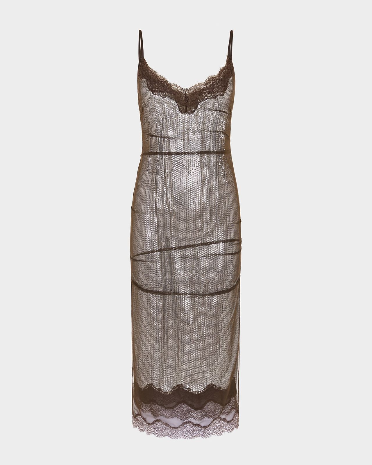 Andrea Midi Dress in Sequin/Mesh