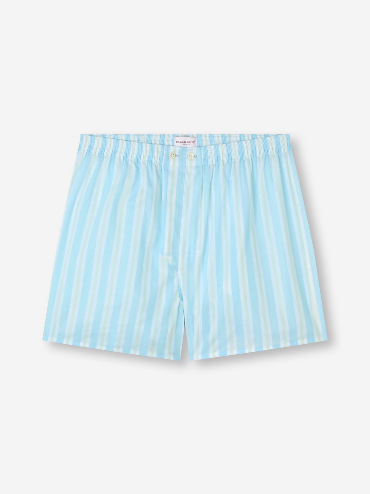 Amalfi Cotton Batiste Classic Fit Boxers Aqua Blue Stripe