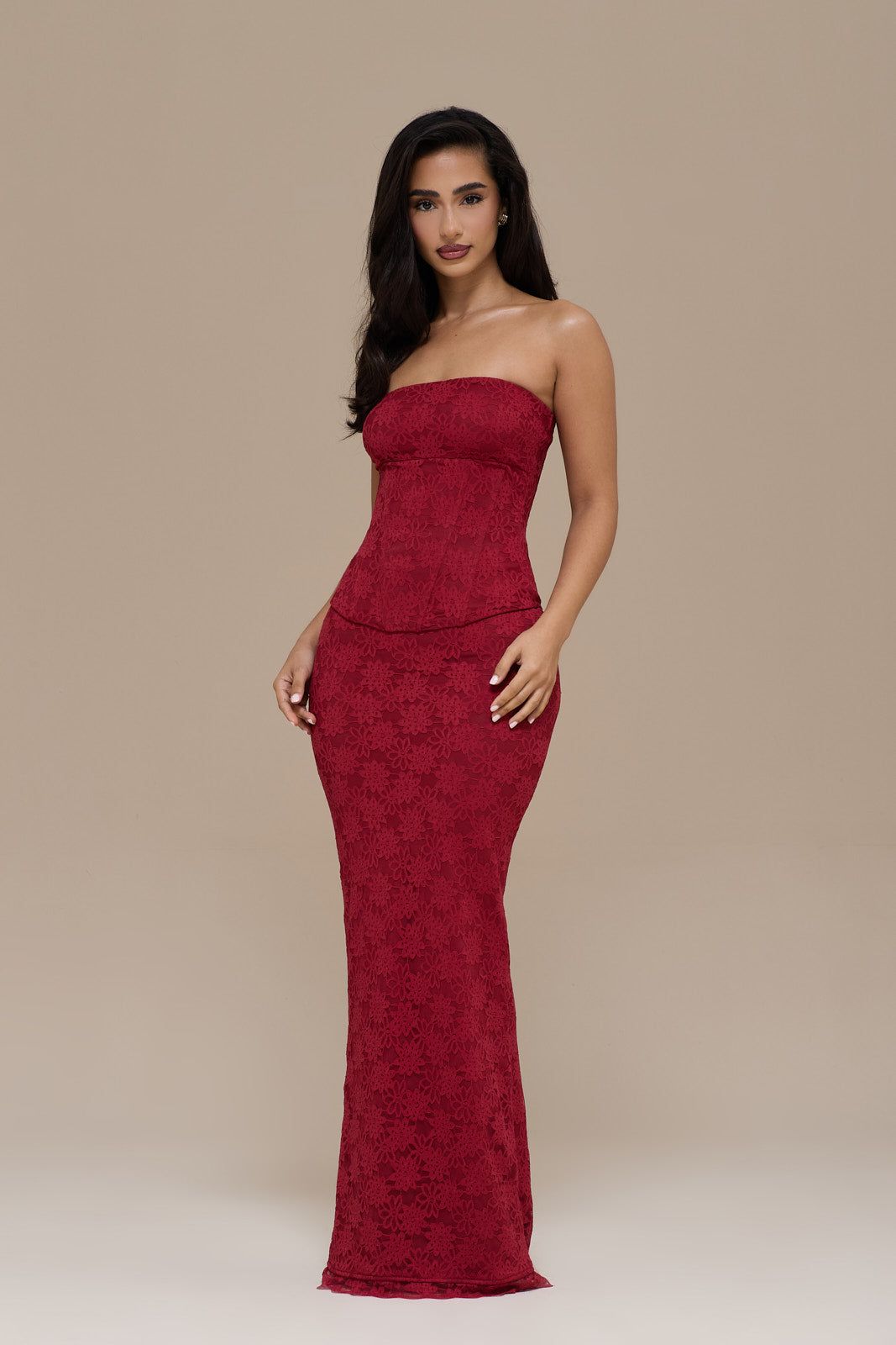 LACIE MAXI SKIRT | RED LACE