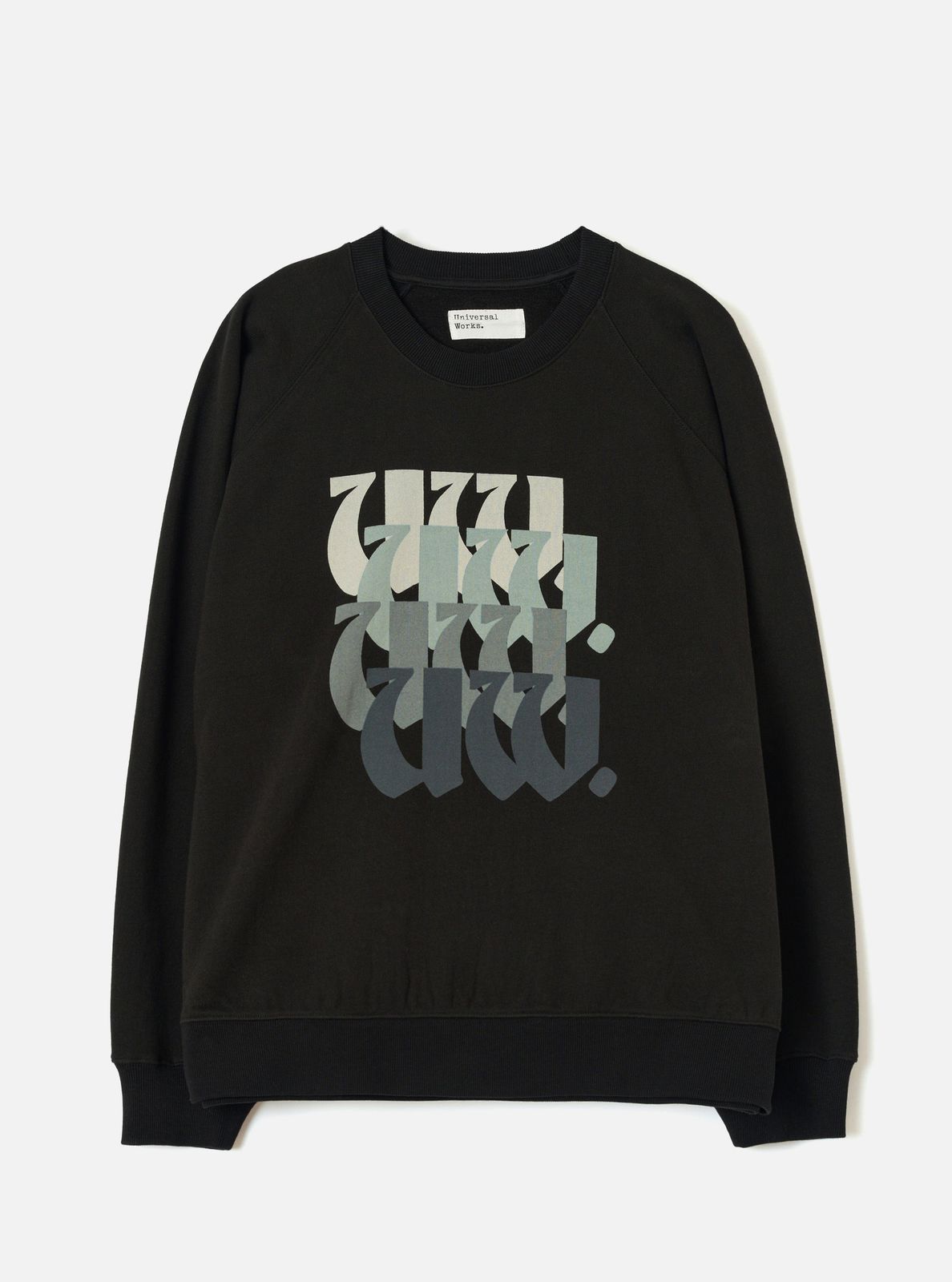 Black Brush Back Sweat UW UW Print Raglan Sweatshirt