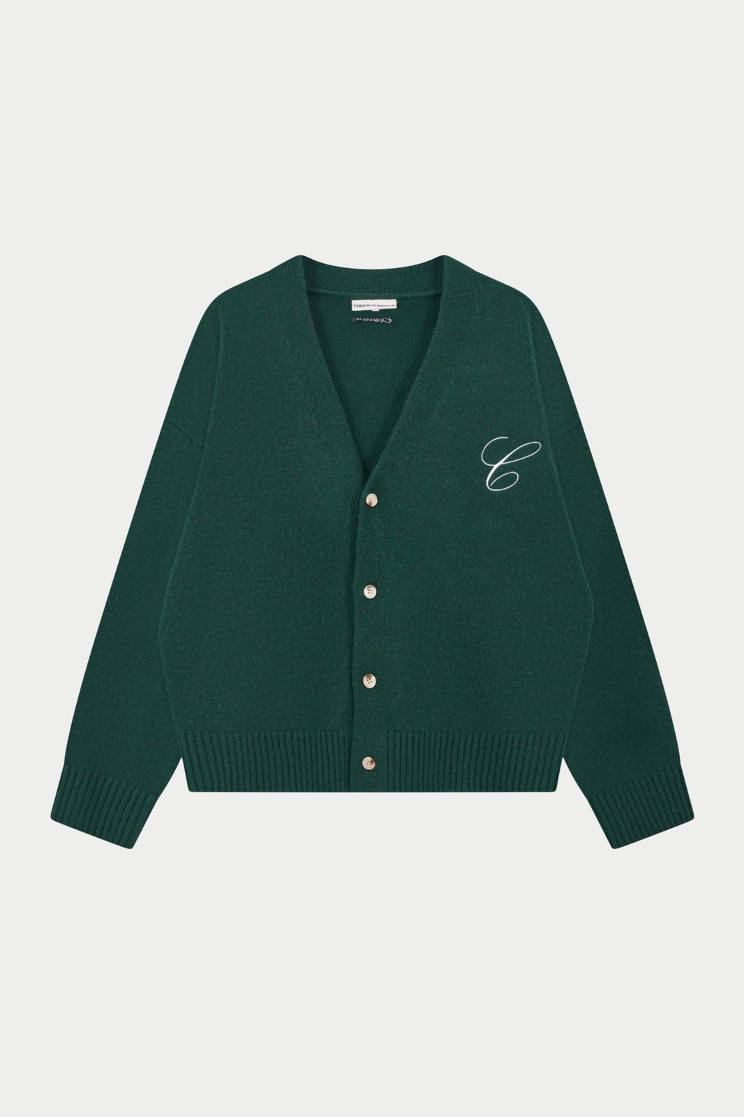 C EMBROIDERY KNITTED CARDIGAN - FOREST GREEN