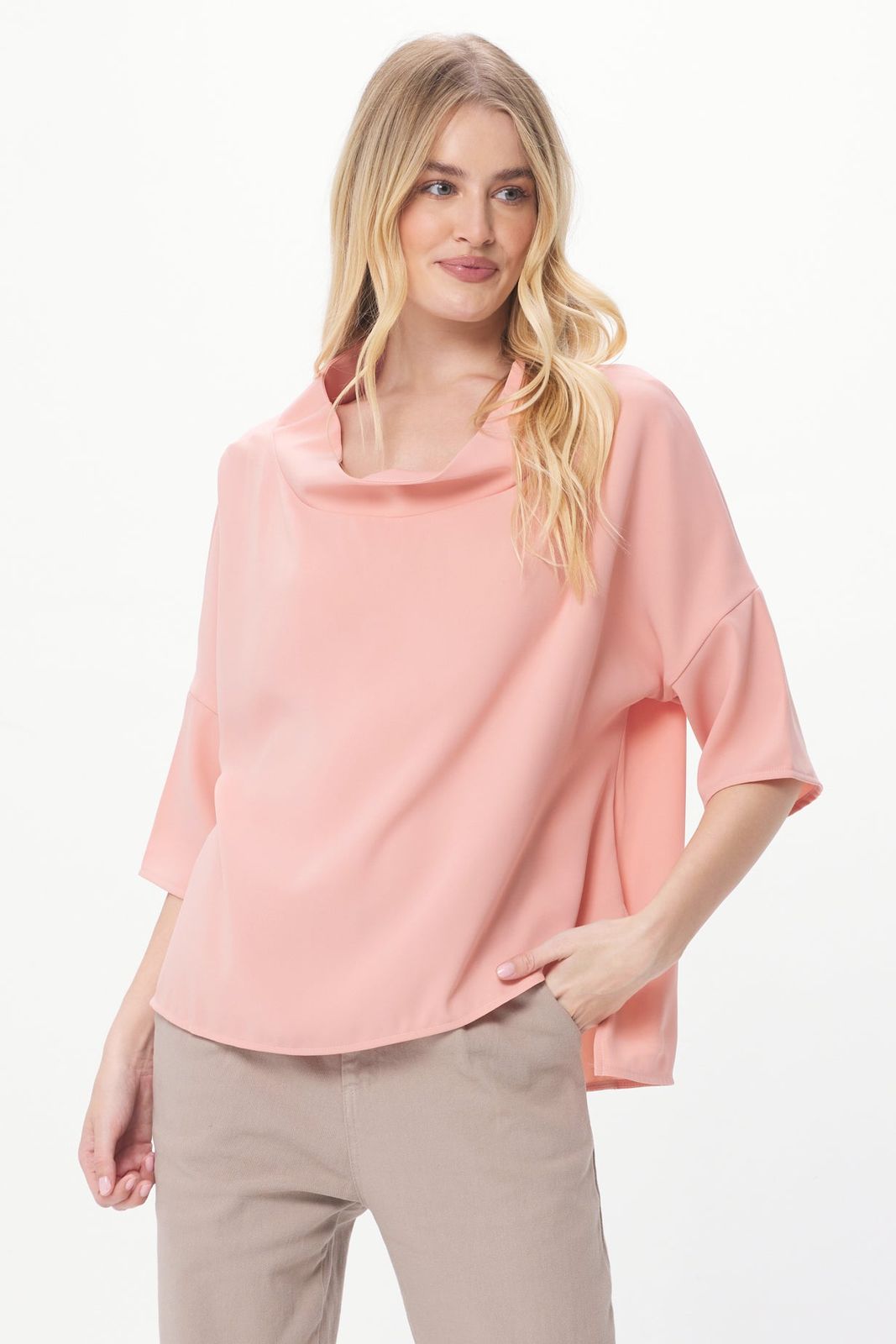 Audrey Cowl Neck Hi Lo Top