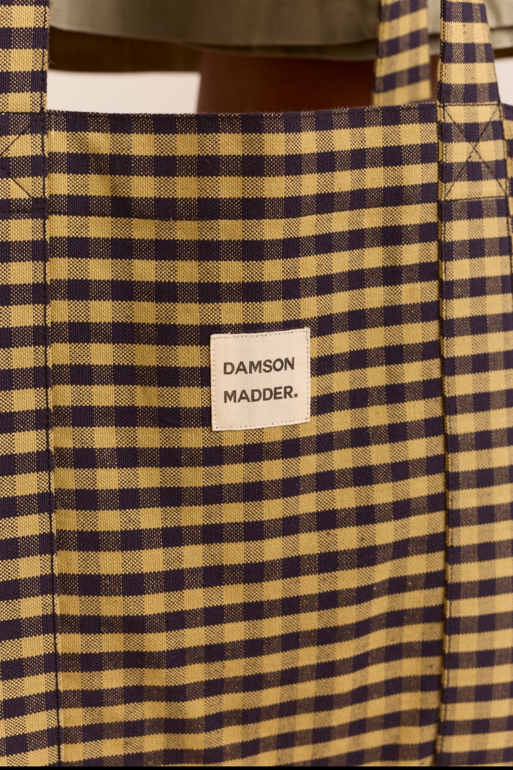 Tote Bag - Tan/navy Gingham